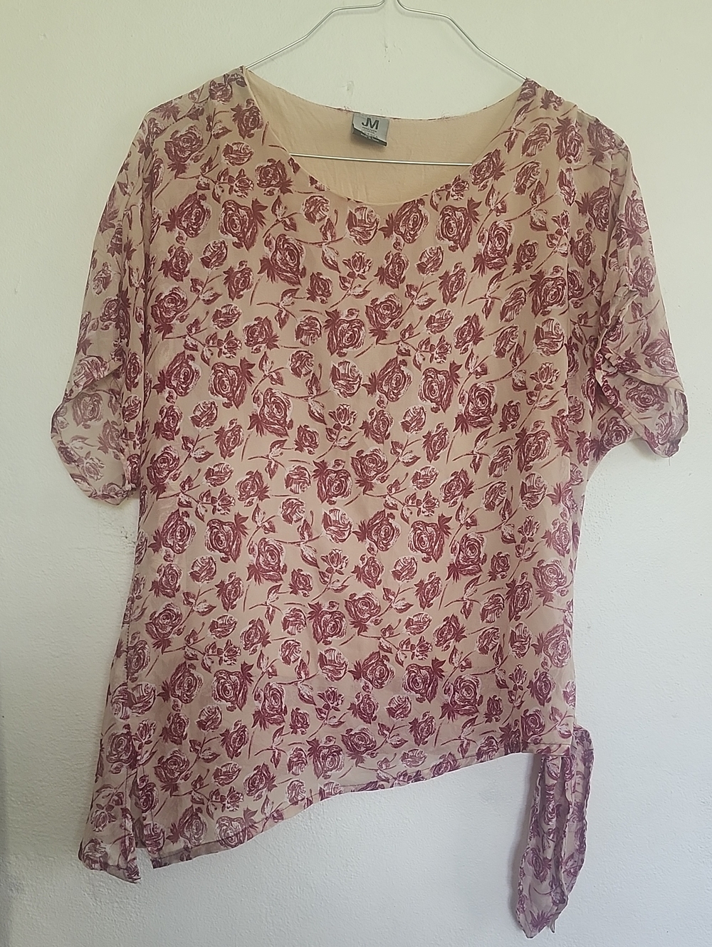 jonathan martin Cream Blouse with Dusty Rose Floral Print